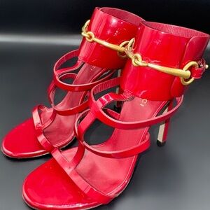 Gucci Patent Leather Horsebit Ursula Sandals